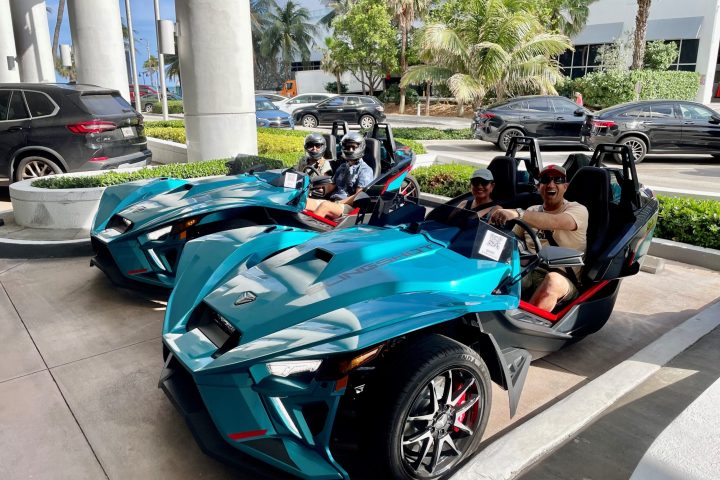 a motorcycle is parked on the side of a road